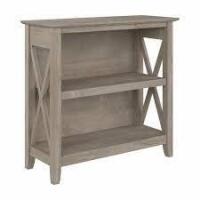 Bush Furniture Key West 30"H 2-Shelf Bookcase with Adjustable Shelf, Washed Gray New Shelf Pull $299