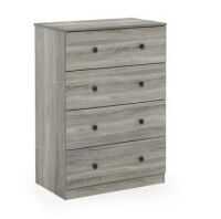 Furinno Tidur Simple Design 4-Drawer French Oak Grey Chest of Drawers 40.16 in. H x 27.72 in. W x 15.75 in. D $250