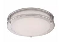 Hampton Bay Flaxmere 12 in. Brushed Nickel Dimmable LED Integrated Flush Mount with Frosted White Glass Shade New In Box $99