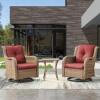 Gymojoy Carolina 3-Piece Wicker Swivel Rocking Chair Set Patio Conversation Set Deep Seating with Red Cushions
New $699