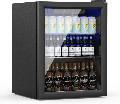 Erivess Compact Beverage Refrigerator,70 Can/1.6 Cubic Feet Fridge with Glass Front Door New in Box $299