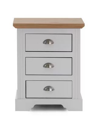 Herval White 3-Drawer Nightstand in White Solid Wood and Pine Wood Top New In Box $299