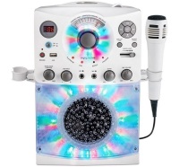 Singing Machine Portable Karaoke Machine for Adults & Kids with Wired Microphone, White - Built-In Speaker, Bluetooth with LED Disco Lights - Karaoke System with CD+G Player & USB Connectivity New In Box $199