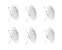 Feit Electric 5 in. /6 in. Integrated LED White Retrofit Recessed Light Baffle Trim Kit Dimmable CEC Downlight Daylight 5000K (6-Pack) / Halo HLB 6 in. Adjustable CCT Canless IC Rated Dimmable Indoor, Outdoor Integrated LED Recessed Light Kit (4-Pack) Ass