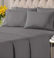 Topfinel King Size 4 Piece Sheet Set - Comfy Breathable & Cooling Sheet - Hotel Luxury Bed Sheets - Dark Grey New $79