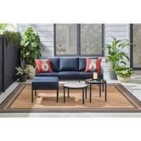 Stylewell Parker Mill Black 4-Piece Metal Patio Seating Set with Porter Midnight Cushions New in Box $799