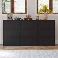 Fufu & Gaga 9-Drawer Black Wood Dresser Modern Style 31.5 in. H x 63 in. W x 15.7 in. D New in Box $399