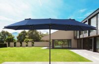 Patio Festival 9 ft. x 15 ft. Steel Market Patio Umbrella in Blue, New in Box $299