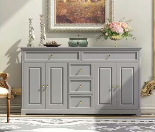 FUFU & GAGA Grey Wooden Accent Storage Cabinet with Multi-function, 59.1 in W. X 33.5 in H. X 15.7 in D. $399