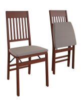 COSCO Horizontal Slat Back Solid Wood Folding Chair with Fabric Padded Seat, New in Box $299