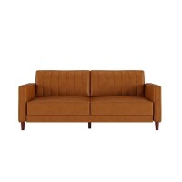 DHP Pin Tufted Transitional Futon, Camel Faux Leather, New in Box $499