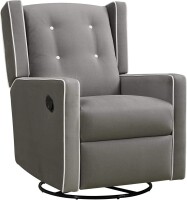 Baby Relax Mikayla 4-in-1 Swivel Glider Rocker Recliner Chair, Gray Microfiber, New in Box $599