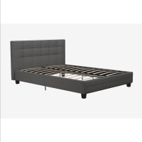 DHP Rose Tufted Upholstered Platform Bed Frame, Full, Gray Linen, New in Box $299