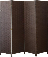 Cocosica Room Divider and Folding Privacy Screen, 4 Panel Wood Mesh Woven Design Room Screen Divider, Folding Portable Partition Screen, Brown, New in Box $299