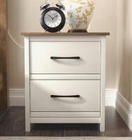 Galano Kellie 2 Drawers Ivory with Knotty Oak Nightstand (21.8 in. H x 19.1 in. W x 15.6 in. D) New In Box $250