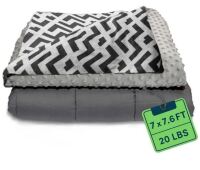 Quility Weighted Blanket for Adults - 20 LB King Size Heavy Blanket for Cooling & Heating - 100% Cotton Big Blanket w/Glass Beads, Machine Washable Blankets - 86"x92", Chevron $89