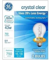 GE 60W Halogen Light Bulb 2-Pack New In Box