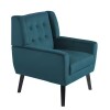 Mid-Century Modern Button Blue Velvet Accent Arm Chair, New in Box $599