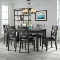 Elements International Alex 7-Piece Gray Dining Set New in Box $1499