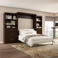 Bestar 65W Queen Wall Bed with Shelving Unit in Cranberry (7 Boxes) New In Box $2499 Similar to Picture