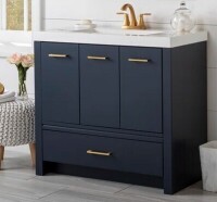 Lattitude Run 36.5'' Single Bathroom Vanity in Navy with Cultured Marble Top New in Box $2699