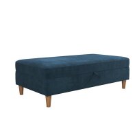 DHP Chenille Hartford Storage Ottoman, Blue, New in Box $399