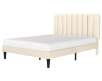 VECELO Queen Size Upholstered Bed Frame with Adjustable Headboard, Velvet Platform Bedframe Mattress Foundation, Strong Wood Slat Support, No Box Spring Needed, Beige $299