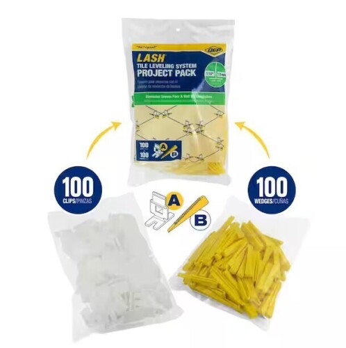 QEP LASH Tile Leveling System Project Pack - 100 1/16 in. Leveling Clips and 100 Wedges (200-Piece) / QEP LASH Yellow Wedge, Part B of Two-Part Tile Leveling System 100-Pack / Assorted New Shelf Pull