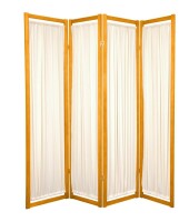 Oriental Furniture 4 ft. Tall Helsinki Wood Frame Cotton Panel Floor Screen - 4 Panel - Honey New In Box $299