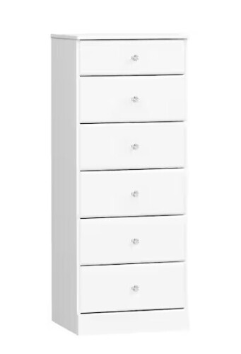 Prepac Astrid 6-Drawer Crystal White Chest of Drawers New In Box $299