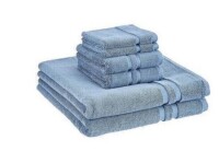 Amazon Basics GOTS Certified Organic Cotton Towel Set - 6-Piece Set includes 2 bath towels of 30x54 inches, 2 hand towels of 16x26 inches and 2 washcloths of 12x12 inches, True Blue New In Box $79