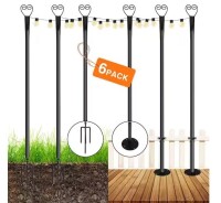 Jaxsunny 8 ft. String Light Pole 25-Light Outdoor Solar Powered LED String Light Set for Garden Lawn Patio Decor (6-Pack) New In Box $199