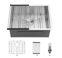 Tahanbath 18 Gauge Stainless Steel 21 in. Single Bowl Undermount Kitchen Sink with Bottom Grid New In Box $399