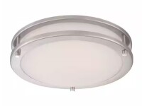 Hampton Bay Flaxmere 12 in. Brushed Nickel Dimmable LED Integrated Flush Mount with Frosted White Glass Shade New In Box $99