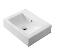 Scarabeo 8025/B - 20.1" x 18.1" Square White Ceramic Wall Mounted or Vessel Sink New In Box $599