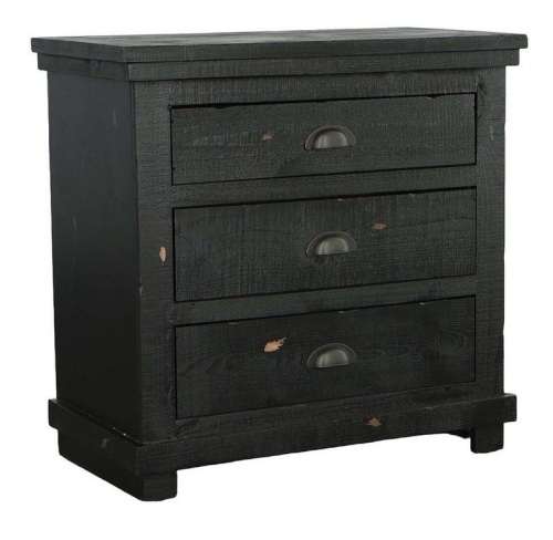 Progressive Furniture P612-43 Willow 3- Drawer Nightstand in Distressed Black New In Box $399