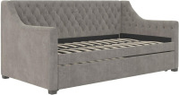 Little Seeds Monarch Hill Ambrosia Light Gray Velvet Upholstered Twin Daybed and Trundle, (2 Boxes), New in Box $799