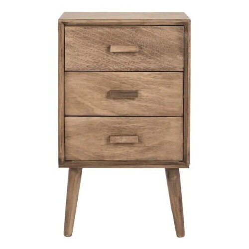 SAFAVIEH Pomona Brown 3-Drawer End Table, New in Box $299