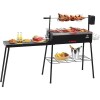 NICE C Charcoal Grill, Portable Charcoal Grill, Rotisserie Grill, Foldable with Detachable Table, Stainless Grills (Black), New in Box $299