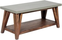 Alaterre Furniture Brookside Bench, Modern Industrial Style with Concrete-Coated Top, Solid Wood Base, Light Gray, New Floor Model $399