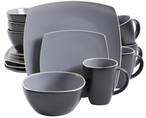 Gibson Elite Soho Lounge Dinnerware Set, Service for 4 (16pcs), Matte Gray New In Box $119