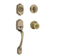 Kwikset Belleview Antique Brass Single Cylinder Door Handleset with Tylo Door Knob Featuring SmartKey Security New In Box $199