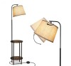 Edishine 62 in. Black 1-Light Farmhouse Column Floor Lamp for Living Room with Walnut End Table and Fabric Empire Shade New In Box $199