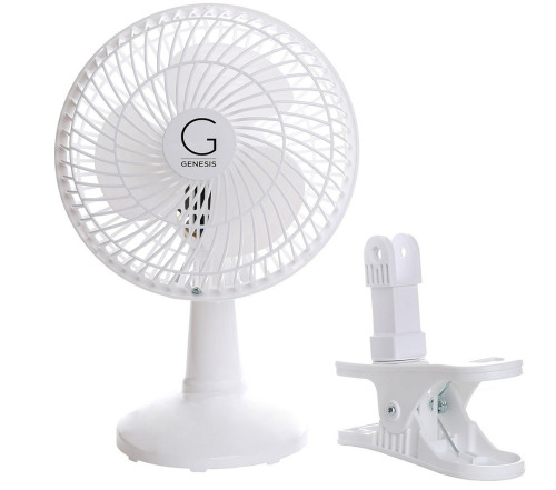 Genesis 6-Inch Clip Convertible Table-Top & Clip Fan Two Quiet Speeds New In Box $39