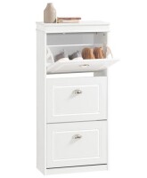 Haotian White Shoe Cabinet with 3 Flip Drawers, Narrow Freestanding Shoe Rack Entryway, Hidden Slim Shoe Rack with Drawer FSR94-W (9.45" D x 20.87" W x 46" H) New In Box $219