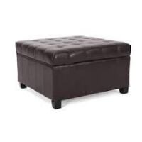 Noble House Richmond Espresso Bonded Leather Storage Ottoman New in Box $399