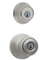 Kwikset Polo Satin Nickel Entry Door Knob and Single Cylinder Deadbolt Combo Pack with Microban Antimicrobial Technology / Defiant Naples Satin Nickel Combo Pack with Single Cylinder Deadbolt Assorted $79