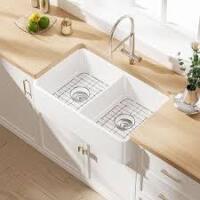 Eridanus Denbigh 33" L x 20" W Fireclay Farmhouse Apron-Front Kitchen Sink With Sink Grid and Basket Strainer (Part number: ERI-FS-105) New in Box $599