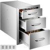 VEVOR (14" W x 20.3" H x 23" D) Outdoor Kitchen Drawers Flush Mount Triple Drawers Stainless Steel Access Drawer, New in Box $299