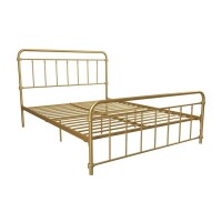 DHP Wallace Metal Platform Bed Frame with Headboard, Queen, Gold, New in Box $399